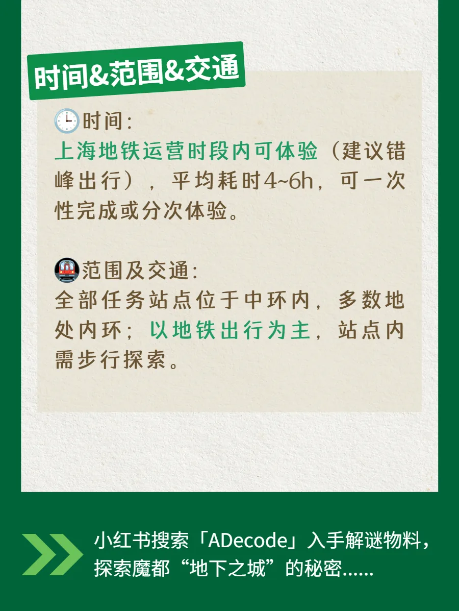 ADecode 上海城市解谜 2 游玩时间与任务范围