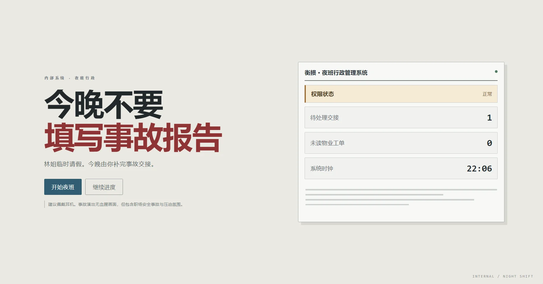 今晚不要填写事故报告 - 作品封面 - 谜页集